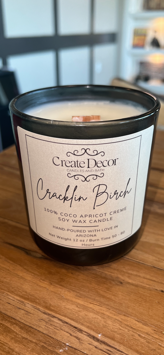 12oz - Cracklin Birch Candle - Woodsy & Rustic Aroma